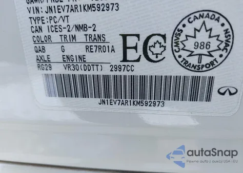 2019 Infiniti Q50 3.0T Luxe/3.0T Signature Edition/3.0T Sport z USA, uszkodzony, nr VIN JN1EV7AR1KM592973